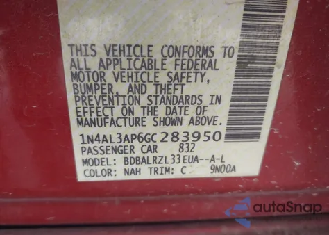 2016 Nissan Altima 2.5 Sl из США, поврежденный, VIN 1N4AL3AP6GC283950